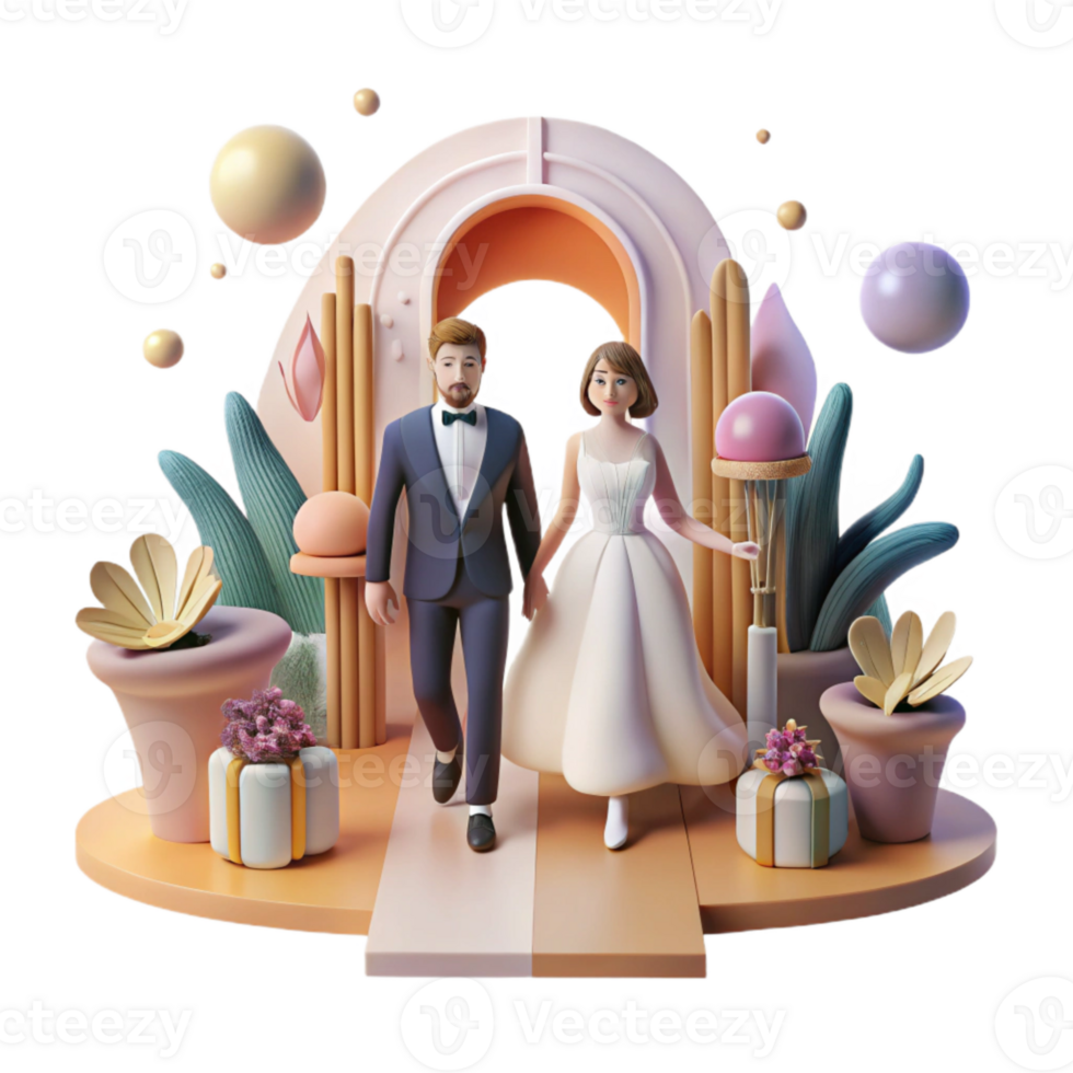 vibrant abstract Wedding Photography Bride and Groom Walking Down the Aisle Cutout for Portfolio Showcase high resolution png