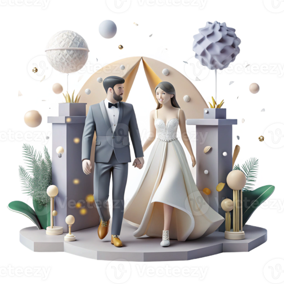 beautiful minimalist Wedding Photography Bride and Groom Walking Down the Aisle Cutout for Portfolio Showcase authentic png