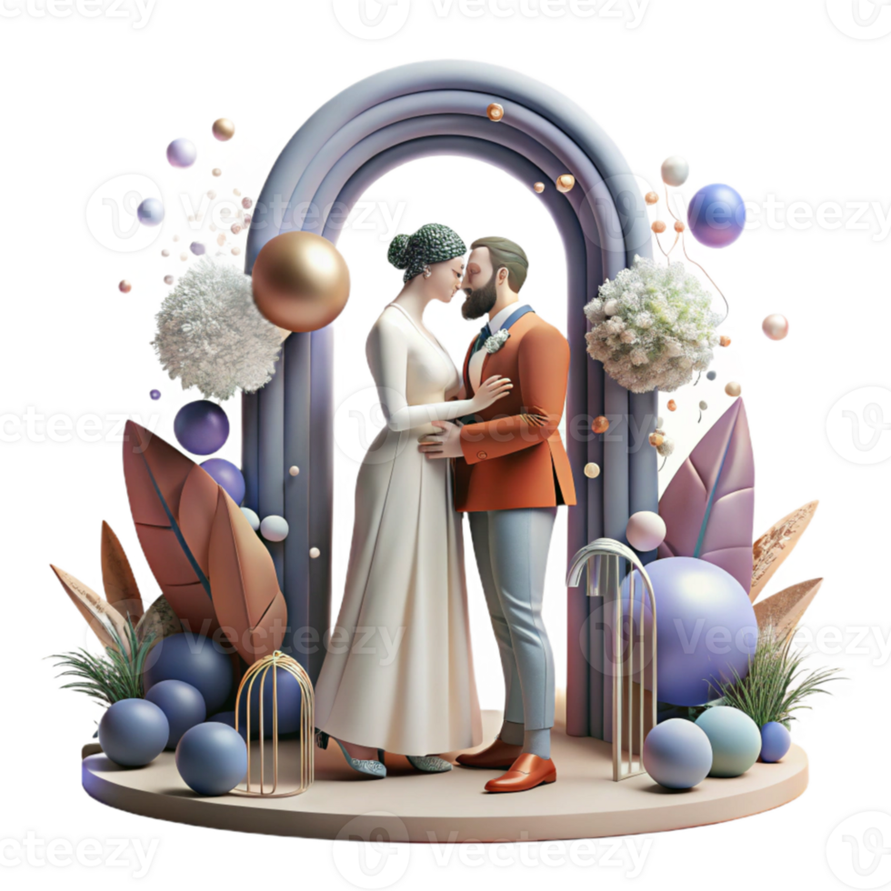 elegant rustic Wedding Photography Couple Kissing Under Arch Isolated for Romantic Wedding Photography high quality png