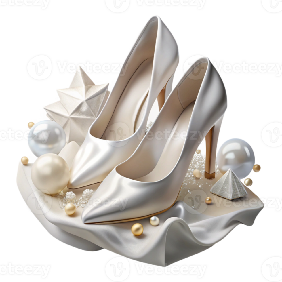 elegant abstract Wedding Shoes Bridal Heels with Sparkle Isolated for Fashion Photography detailed png