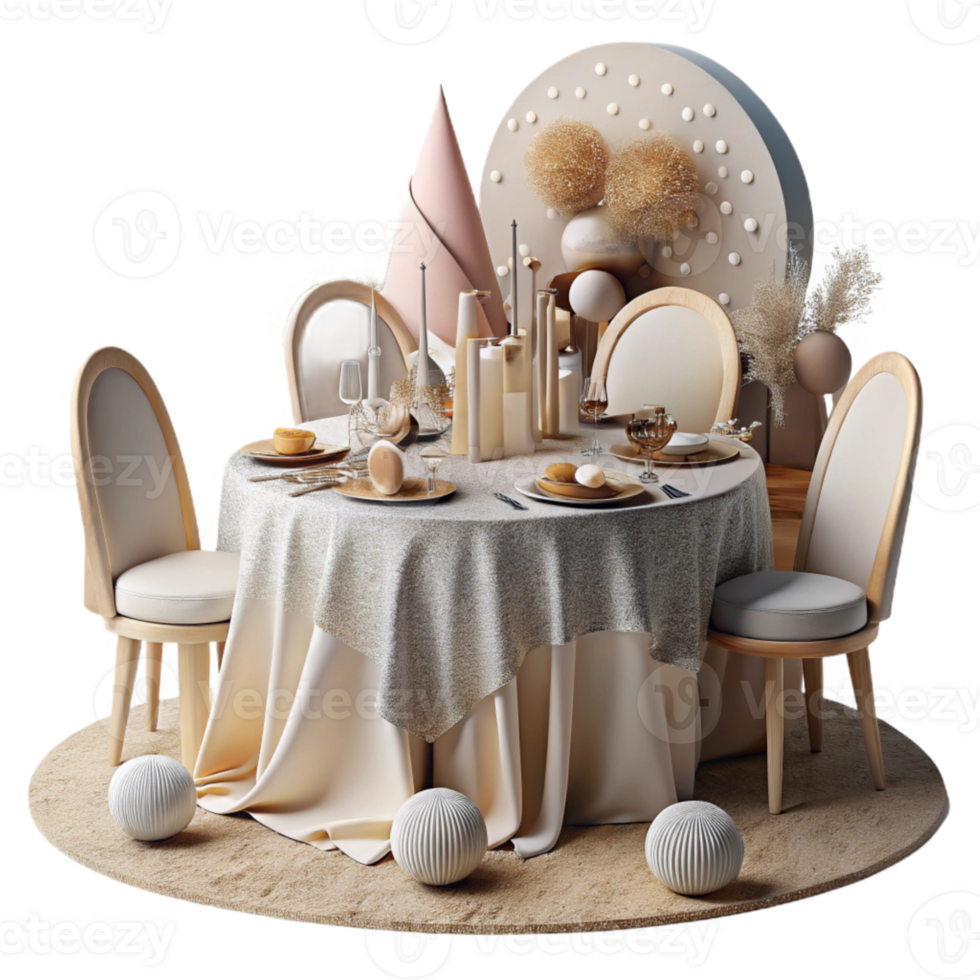 wonderful modern Wedding Reception Tables with Linens and Centerpieces Isolated for Event Planning Visuals authentic png