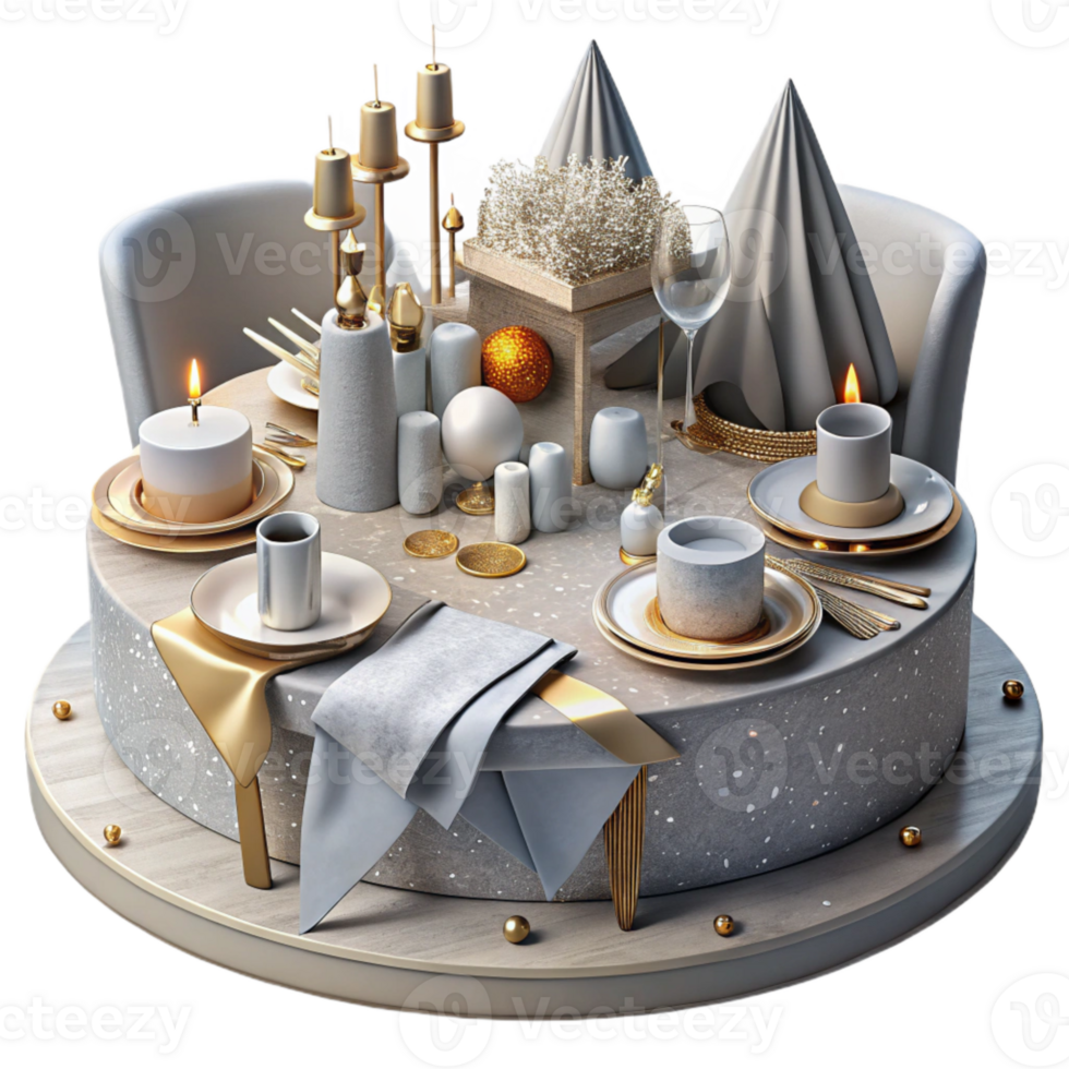 vibrant artistic Wedding Table Setting Silverware Isolated for Event Planning high quality png