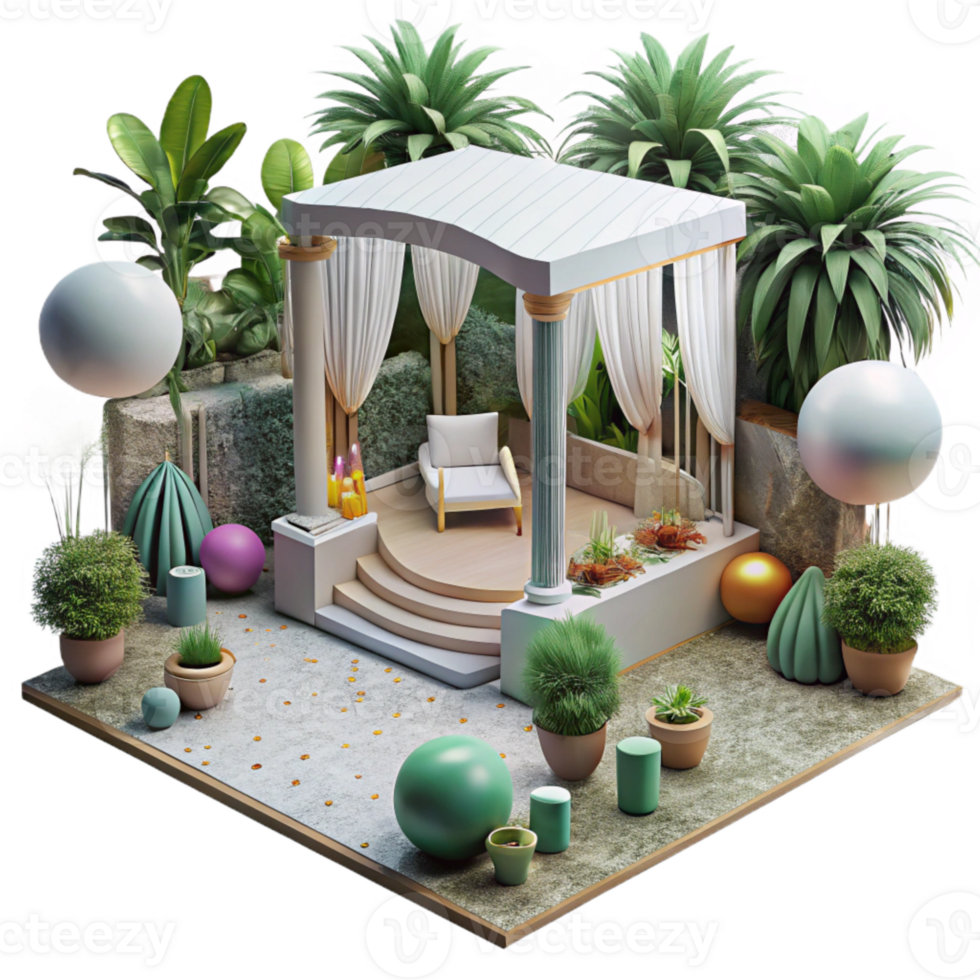 beautiful rustic Wedding Venue Outdoor Garden Isolated for Landscape Design original png
