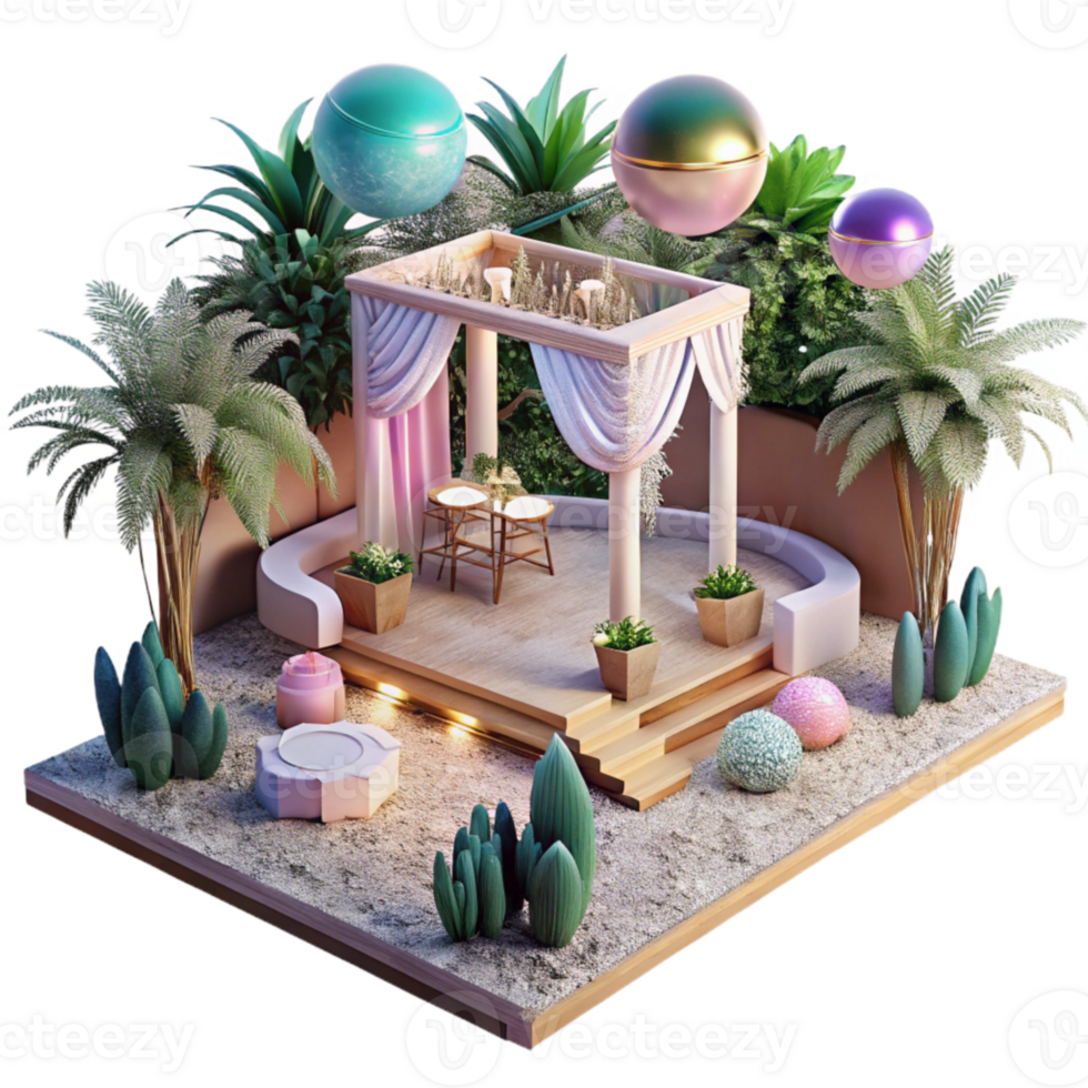 stunning traditional Wedding Venue Outdoor Garden Isolated for Landscape Design premium png