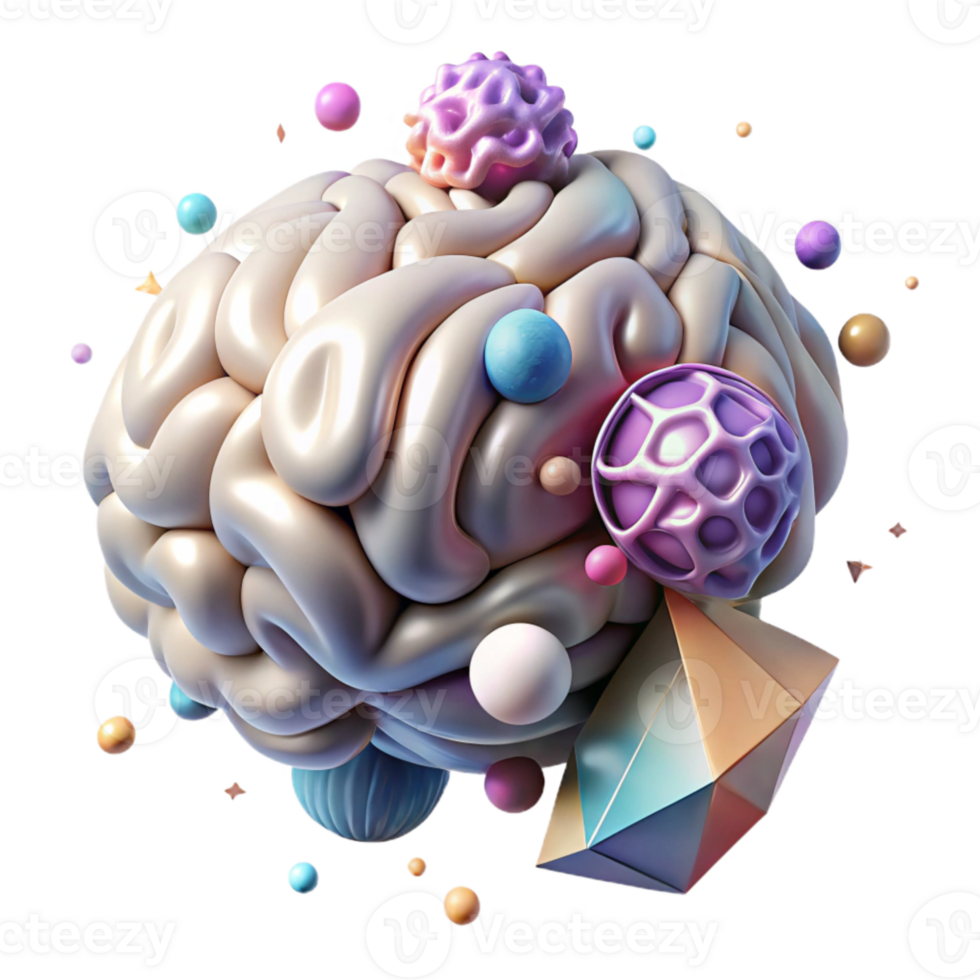 vibrant creative Abstract Brain Isolated Surreal Mind Design high quality png