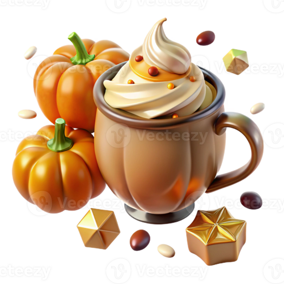 beautiful minimalist Autumn Pumpkin Spice Latte Transparent for Fall Beverages exclusive png