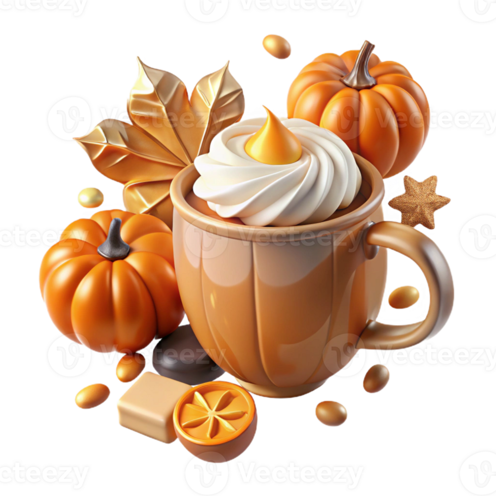 impressive abstract Autumn Pumpkin Spice Latte Transparent for Fall Beverages exclusive png