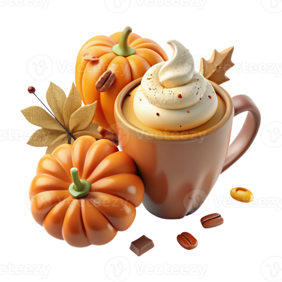 impressive vintage Autumn Pumpkin Spice Latte Transparent for Fall Beverages detailed png
