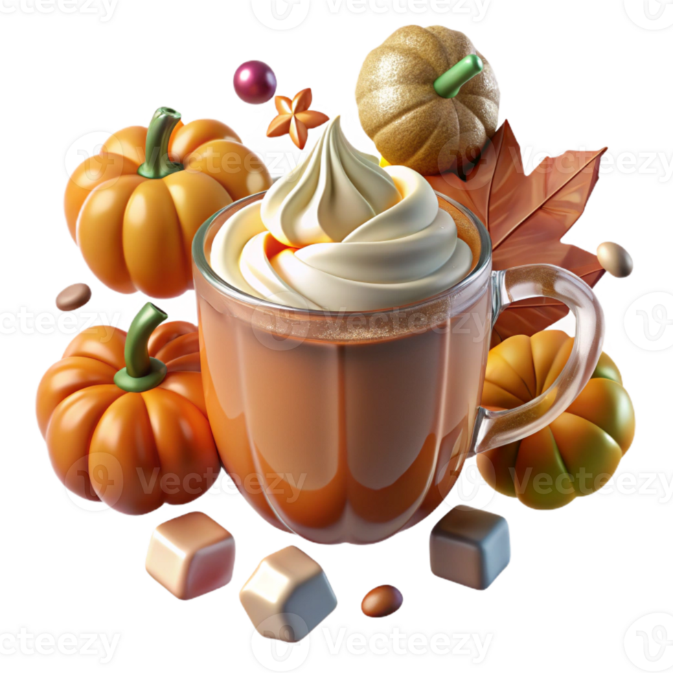 serene vintage Autumn Pumpkin Spice Latte Transparent for Fall Beverages genuine png