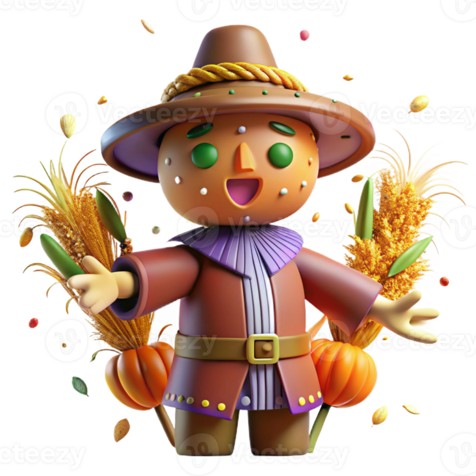 beautiful modern Autumn Scarecrow Isolated for Harvest Festivals premium png