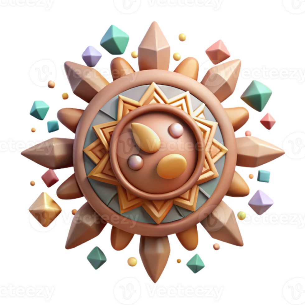 serene vintage Aztec Sun Stone Cutout for Mesoamerican Symbolism high quality png
