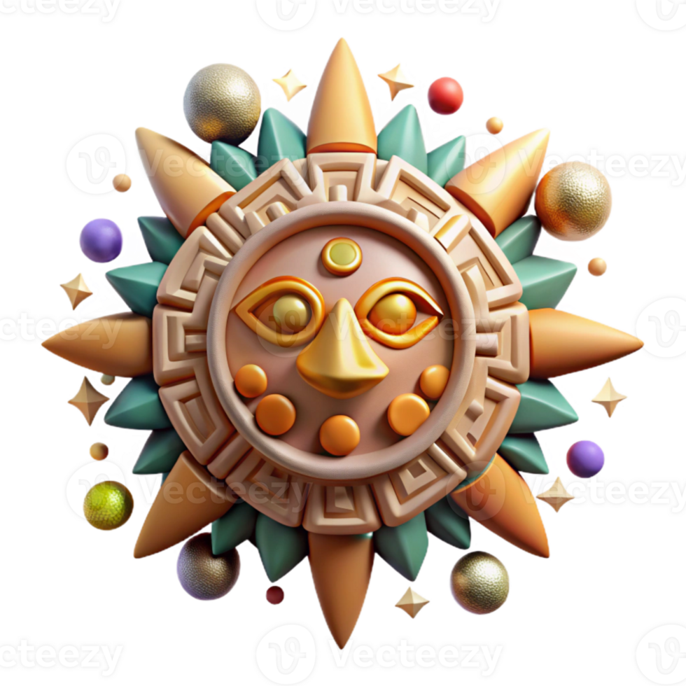beautiful modern Aztec Sun Stone Cutout for Mesoamerican Symbolism premium png