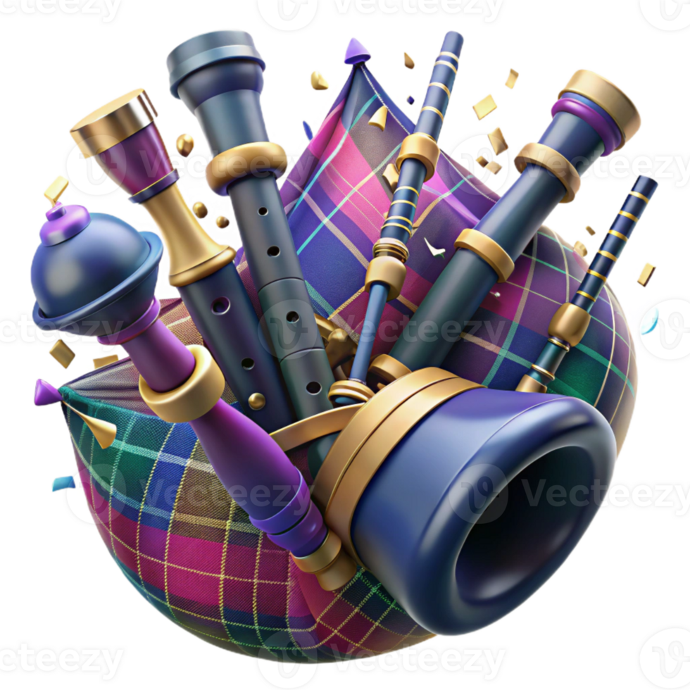 dramatic creative Bagpipes Scottish Music Instrument Isolated exclusive png