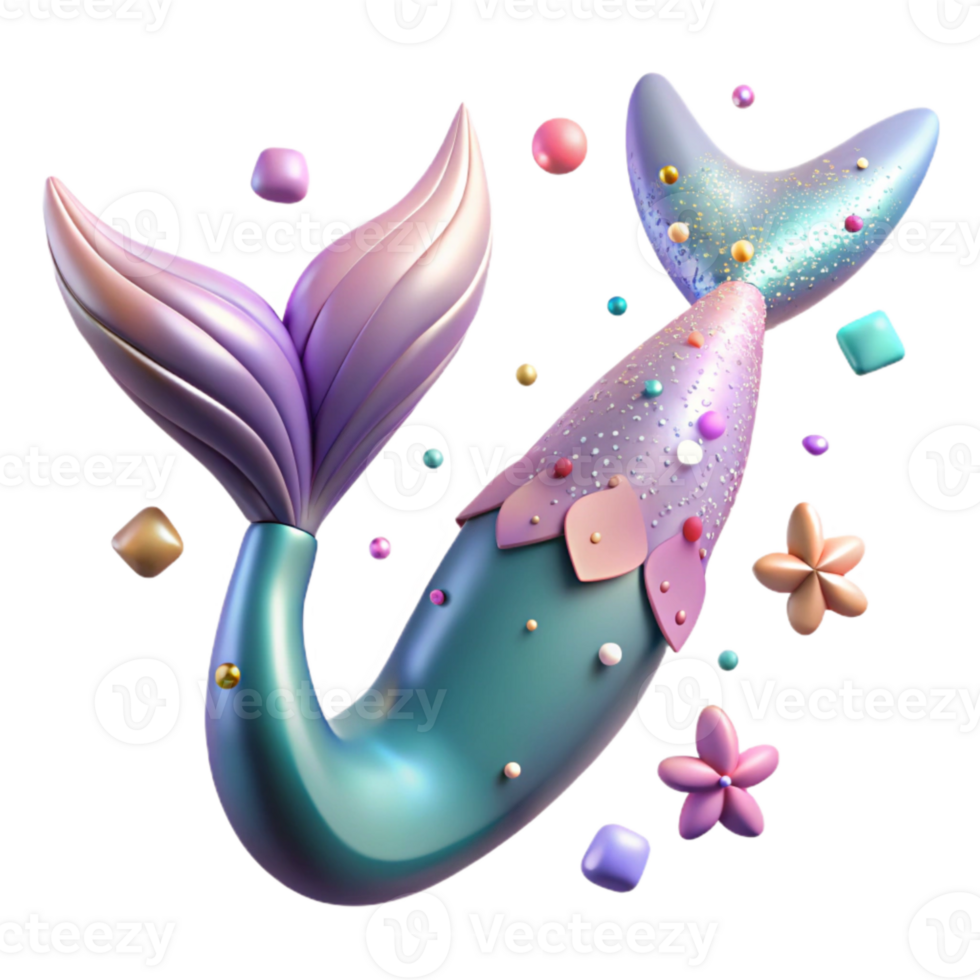 wonderful abstract Whimsical Mermaid Tail Playful Style Transparent high resolution png