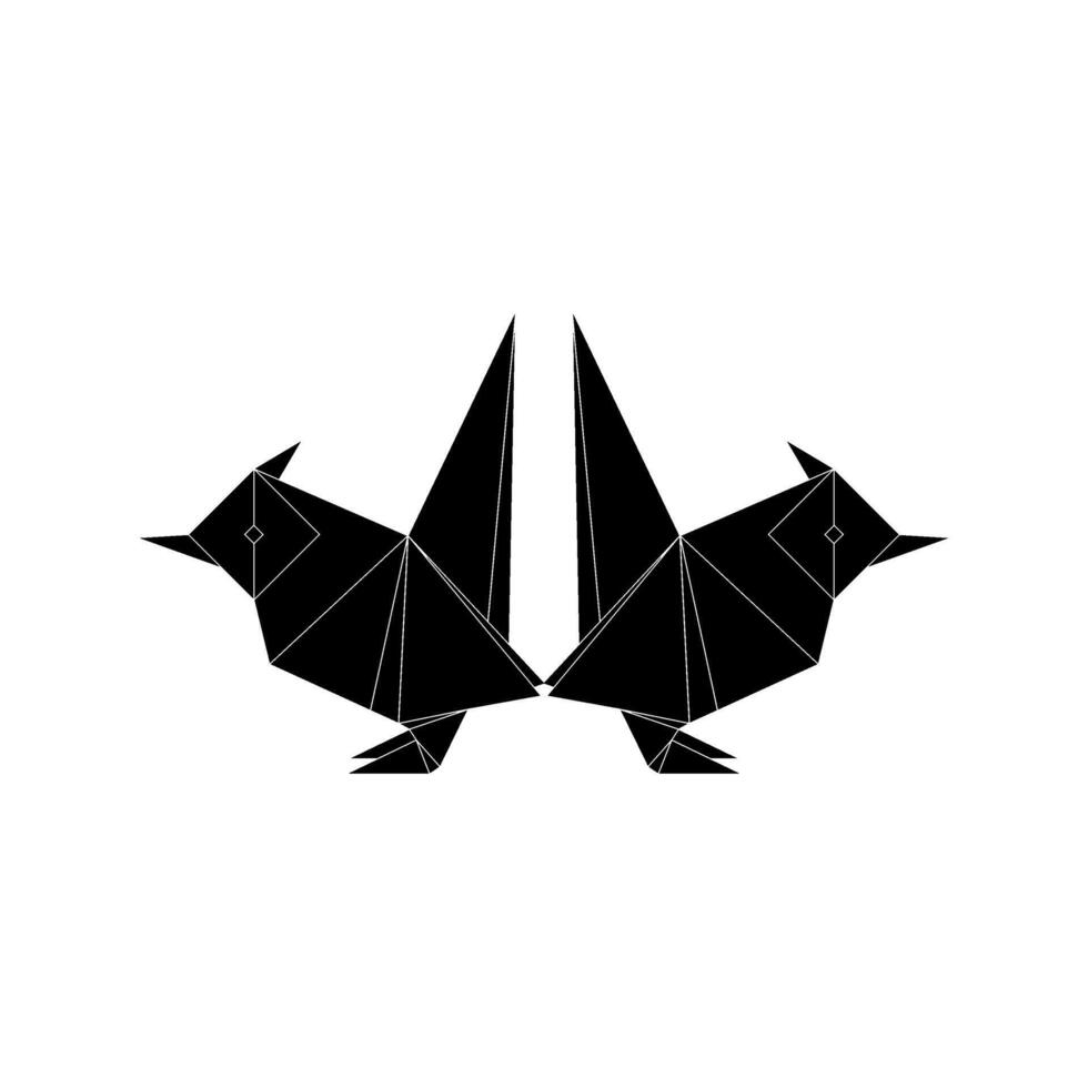 Pair of the Finches, Goldfinch Shape Inspired by Origami Form, can use for Logo, Pictogram, Bird Figure, Website, Apps, etc. vector