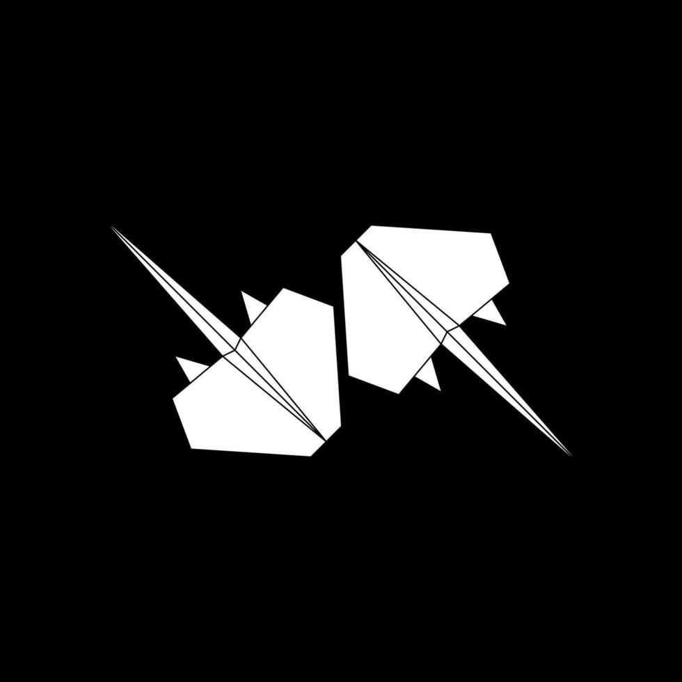 Pair Stingray Fish Shape Inspired by Origami Form, can use for Logo, Pictogram, Aquatic Animal Figure, Website, Apps, etc. Simple Memorable vector