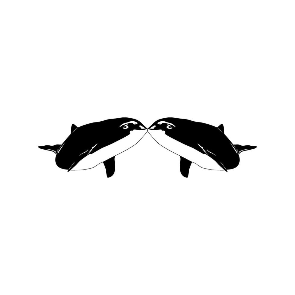 Pair Whale Silhouette, Flat Style, can use for Logo, Apps, Pictogram, Ecology Poster, or Graphic Design Element. V vector