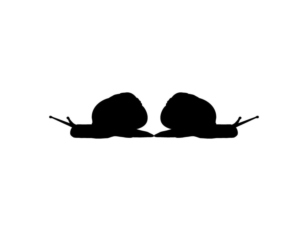 Silhouette of the Snails are also called Escargot, Flat Style, Pair Animal Series, can use for Logo, Art Illustration, Apps, Website, etc. Flat BW vector