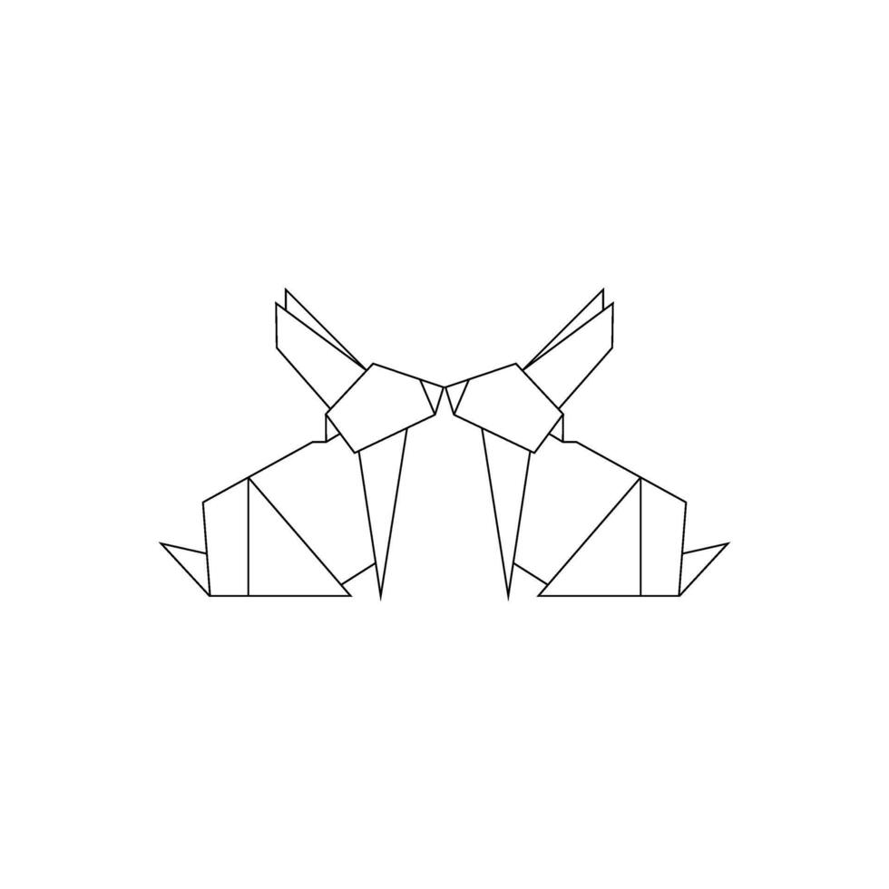 Pair Rabbit or Bunny Polygonal Lines, can use for Logo, Pictogram, Cute Animal Figure, Website, Apps, etc. Simple and Editable vector