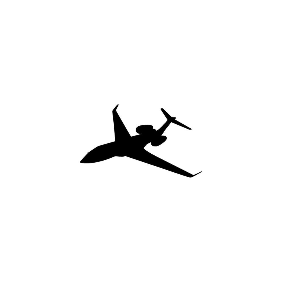 Silhouette of the Private Jet, Aircraft, Aeroplane. Flat Style, can use for Logo Gram, Pictogram, Apps, Website, etc. Editable. vector