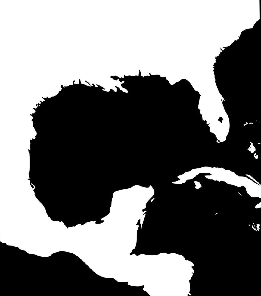 Map of the Gulf Coast, geographic area in the extreme southern United States along the northern portion of the Gulf of Mexico. BW and Flat Style. vector