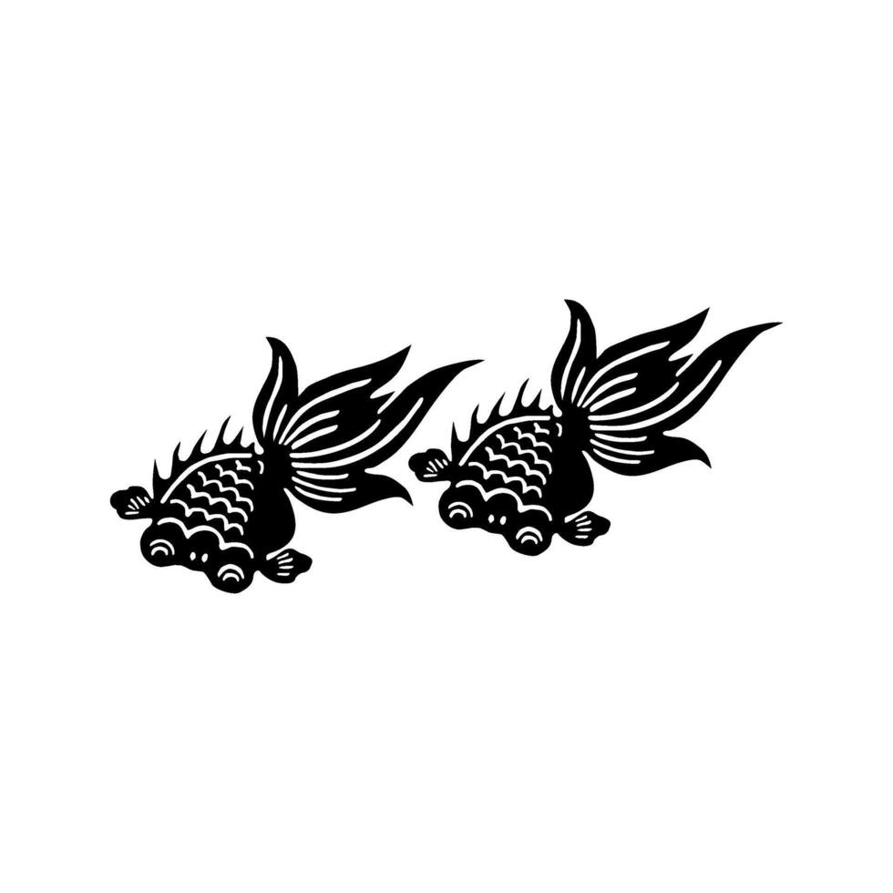 Silhouette of the Gold Fish, Oriental Style, can use for Ornate, Decoration, Logo Gram, Pictogram, etc. Simple vector