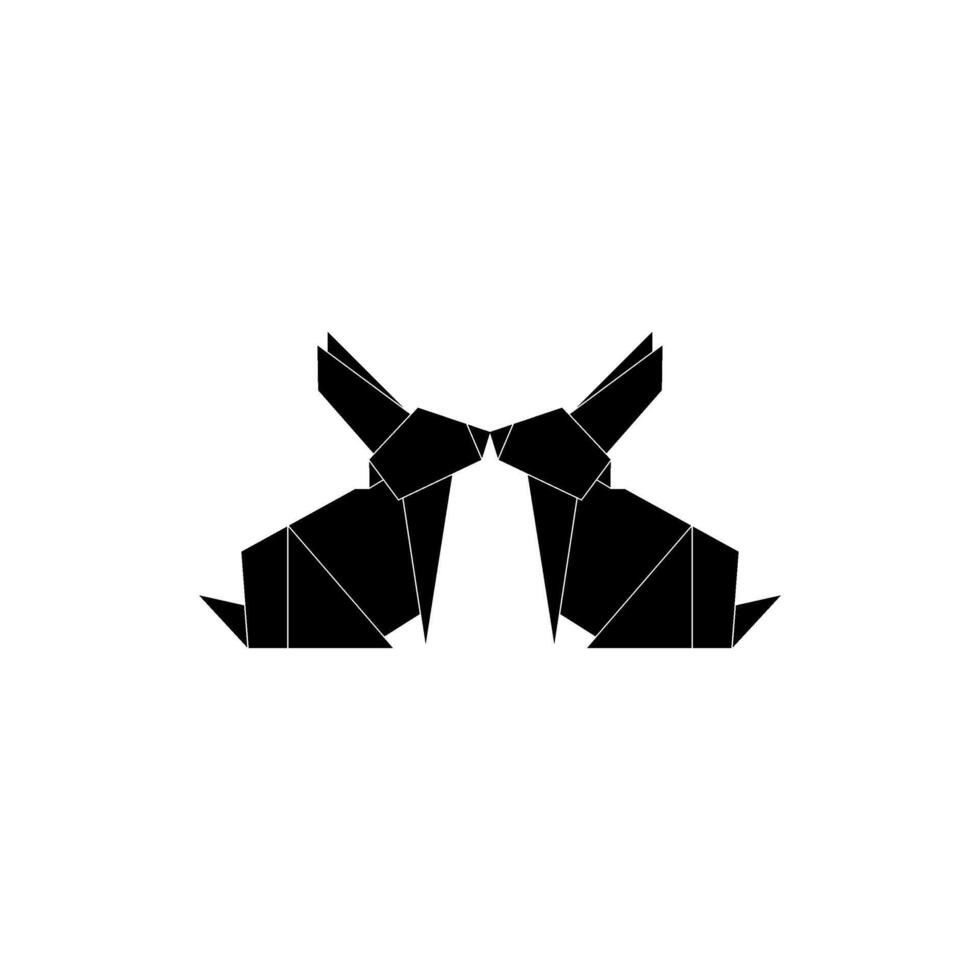 Pair Rabbit or Bunny Shape Inspired by Origami Form, can use for Logo, Pictogram, Cute Animal Figure, Website, Apps, etc. vector