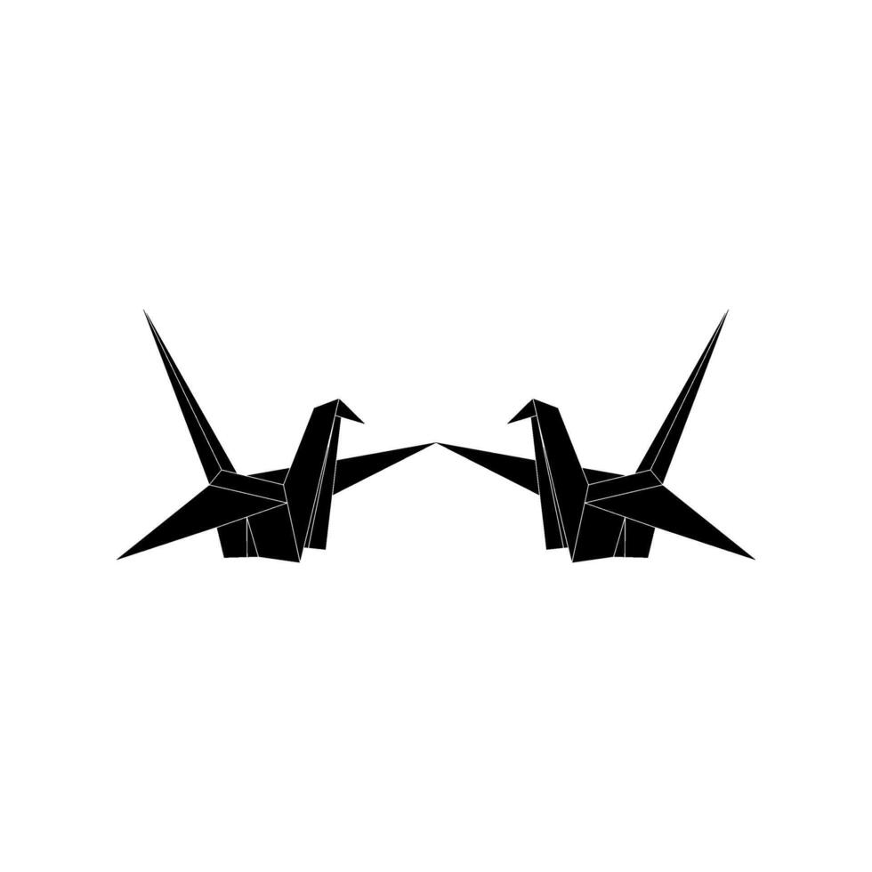 Pair Bird Shape Inspired by Origami Form, can use for Logo, Pictogram, Animal Figure, Website, Apps, etc. Flat BW vector