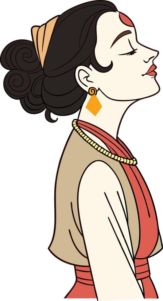 Elegant Indian Woman in Profile A Portrait of Beauty and Tradition vector
