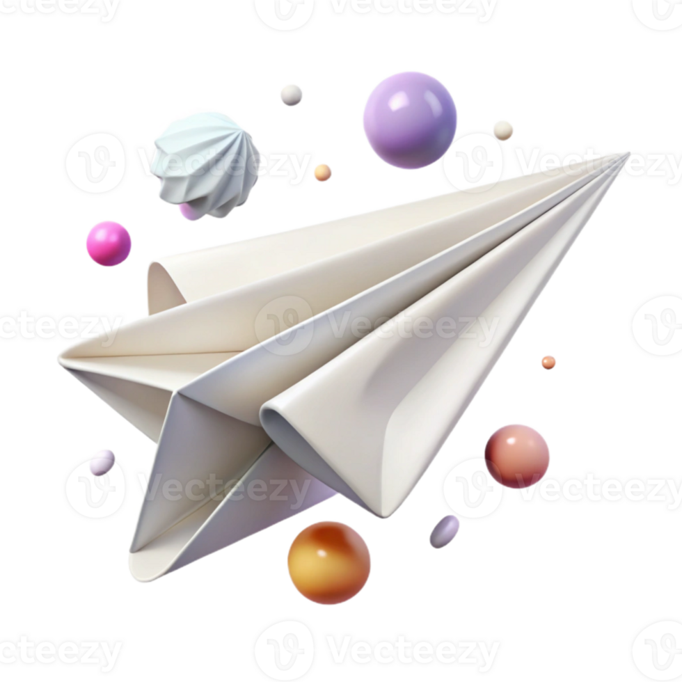 beautiful abstract White Paper Airplane Message Communication Isolated for Email Marketing professional png