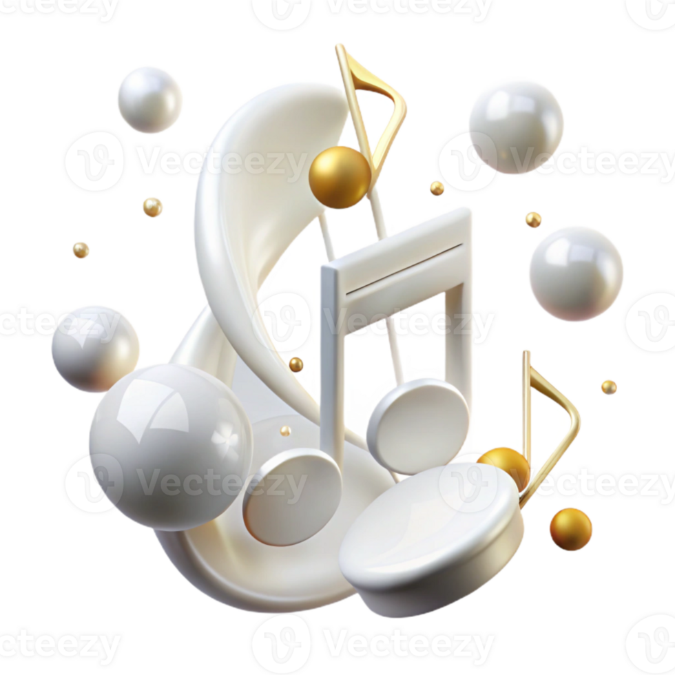 beautiful minimalist White Music Notes Transparent for Light Mode Designs detailed png