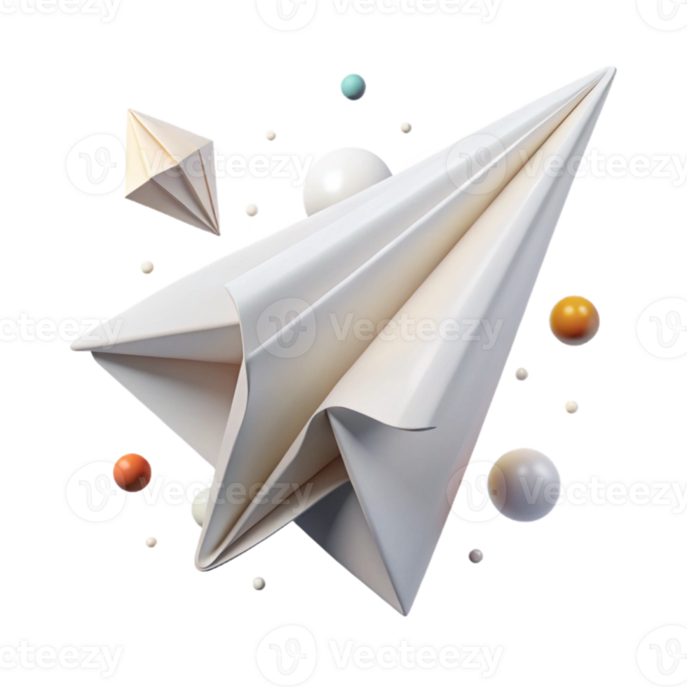 serene classic White Paper Airplane Message Communication Isolated for Email Marketing authentic png