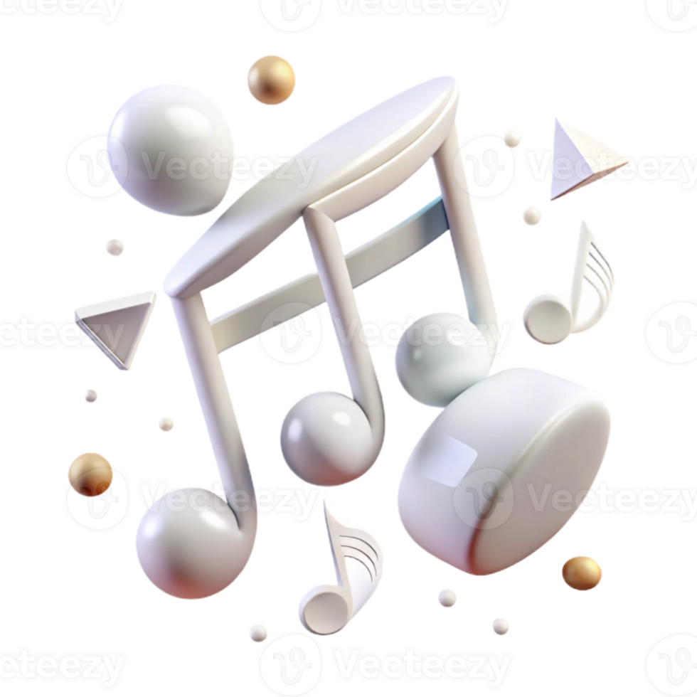 elegant vintage White Music Notes Transparent for Light Mode Designs high resolution png