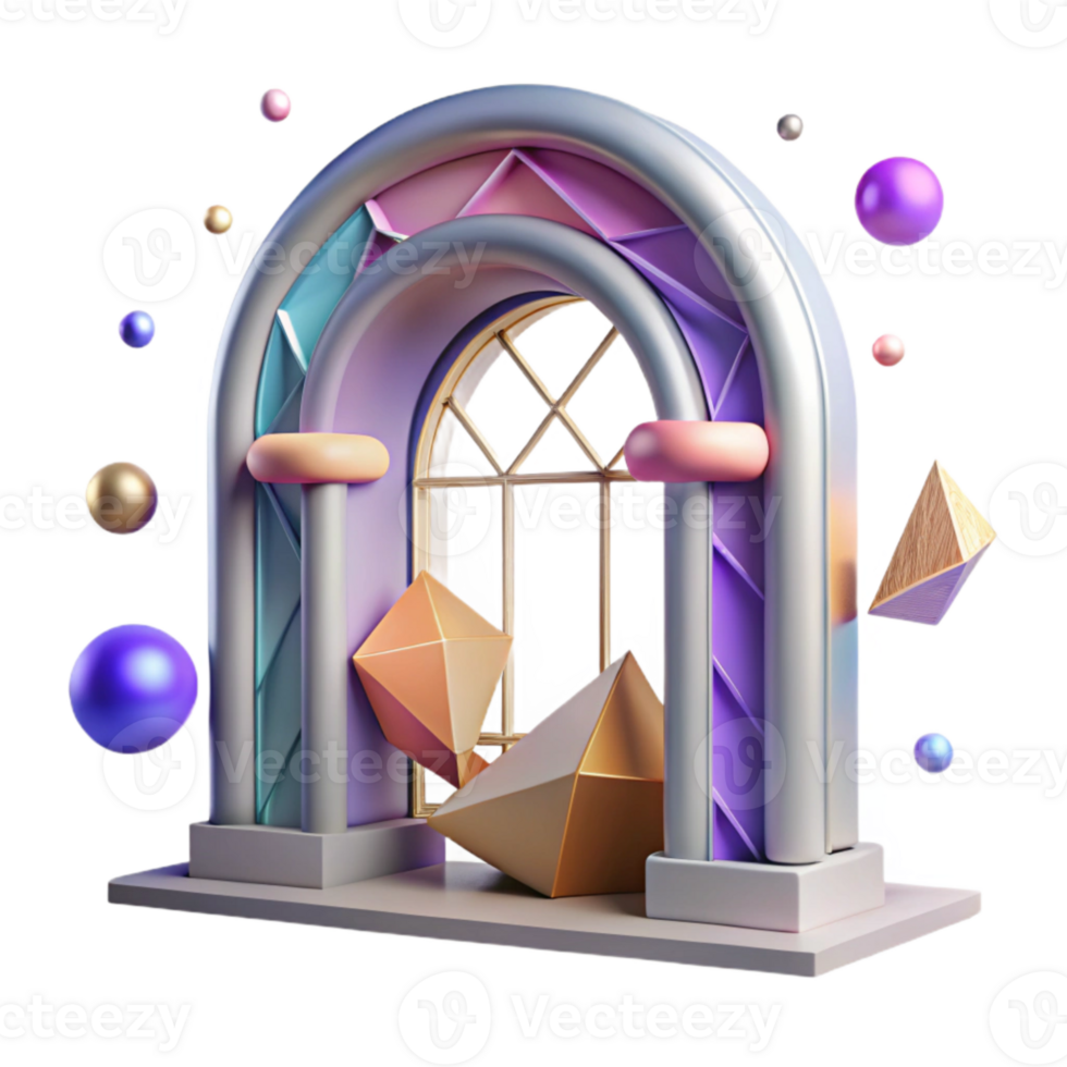 impressive artistic Window Frame Arch Design Transparent Architectural Element premium png