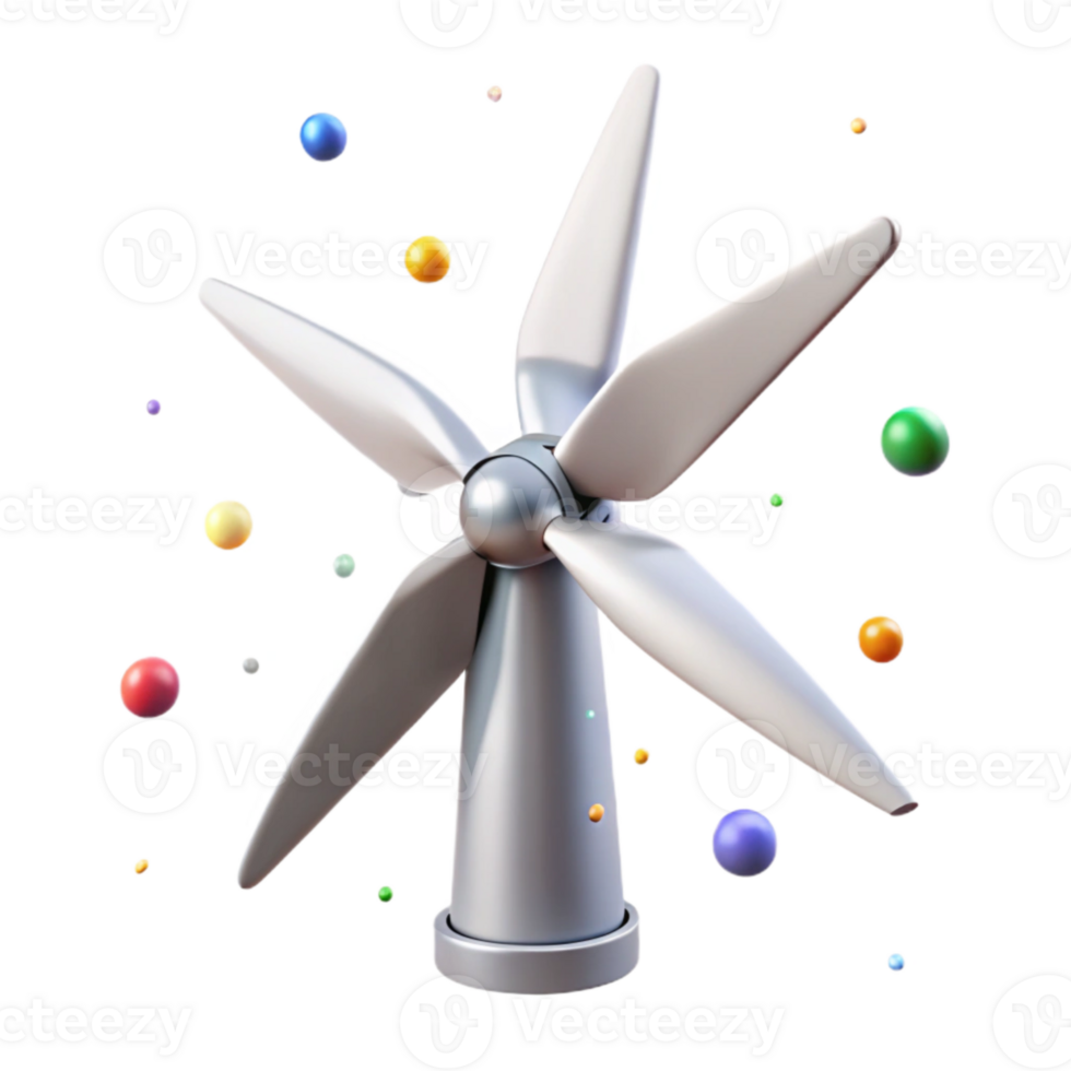 beautiful artistic Wind Turbine Blades Rotation Sequence Transparent for Animation and png