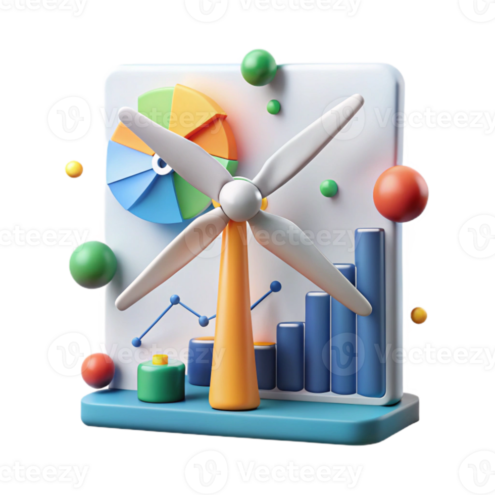 serene minimalist Wind Turbine Data Analysis Graph Isolated for Energy Reports png