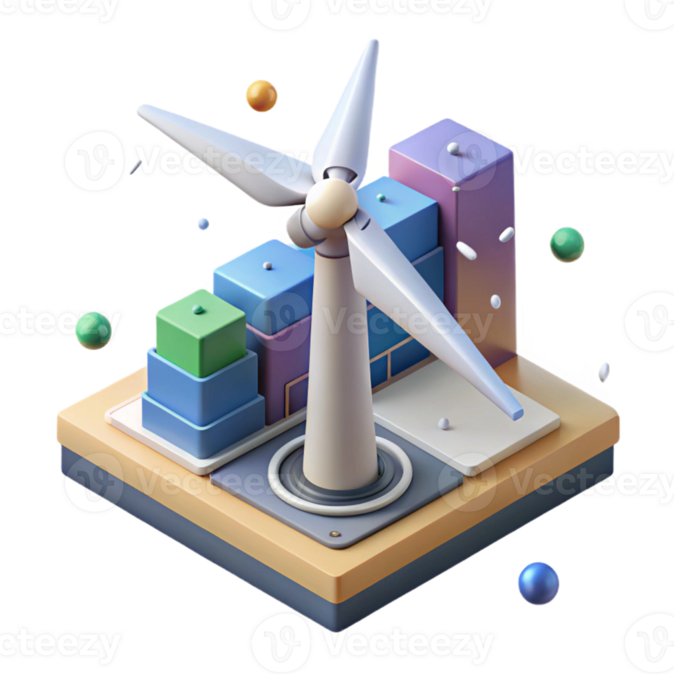 wonderful modern Wind Turbine Isometric Projection Technical Diagram Cutout for Architectural Plans png