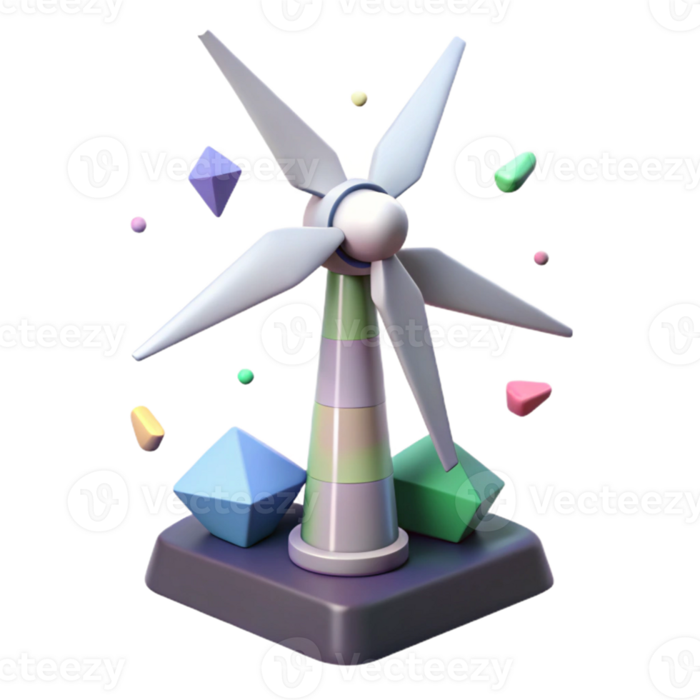 extraordinary modern Wind Turbine Low Poly Model 3d Render Isolated for Game Development original png