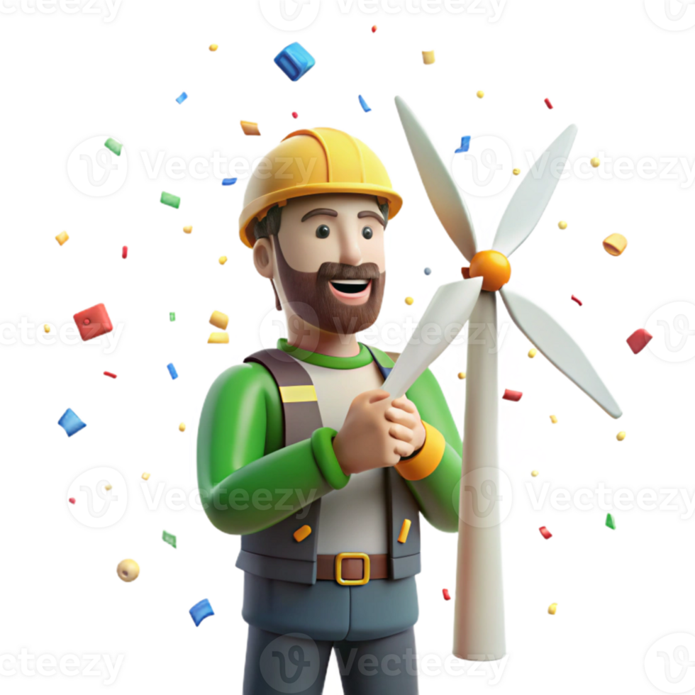 elegant minimalist Wind Turbine Technician Cutout for Occupational Safety Graphics png