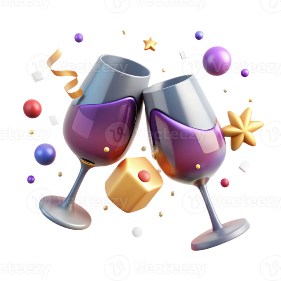 dramatic vintage Wine Glasses Clinking Isolated for Celebration Toast high quality png