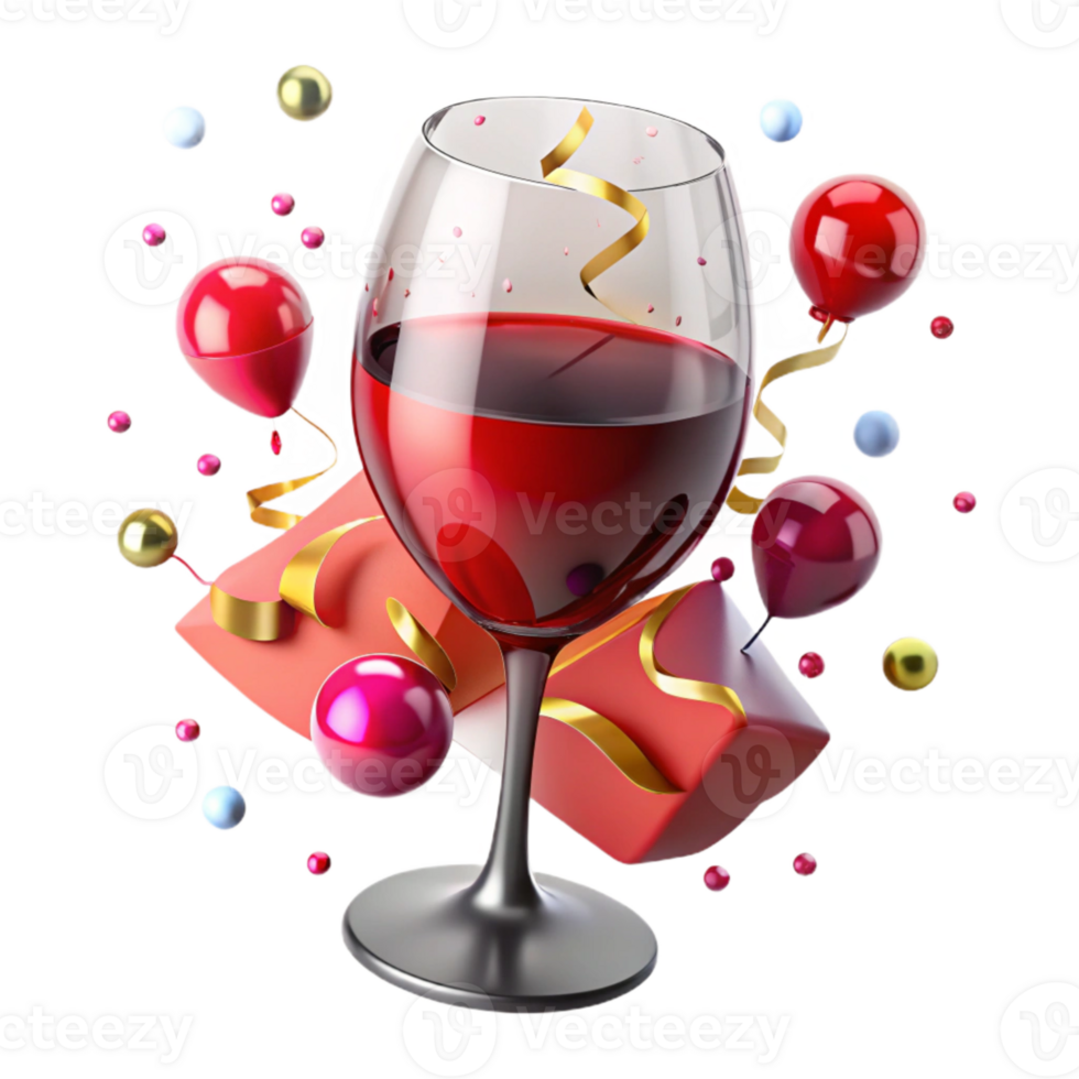 elegant rustic Wine Glass Isolated Filled with Red Wine for Dinner Party high quality png