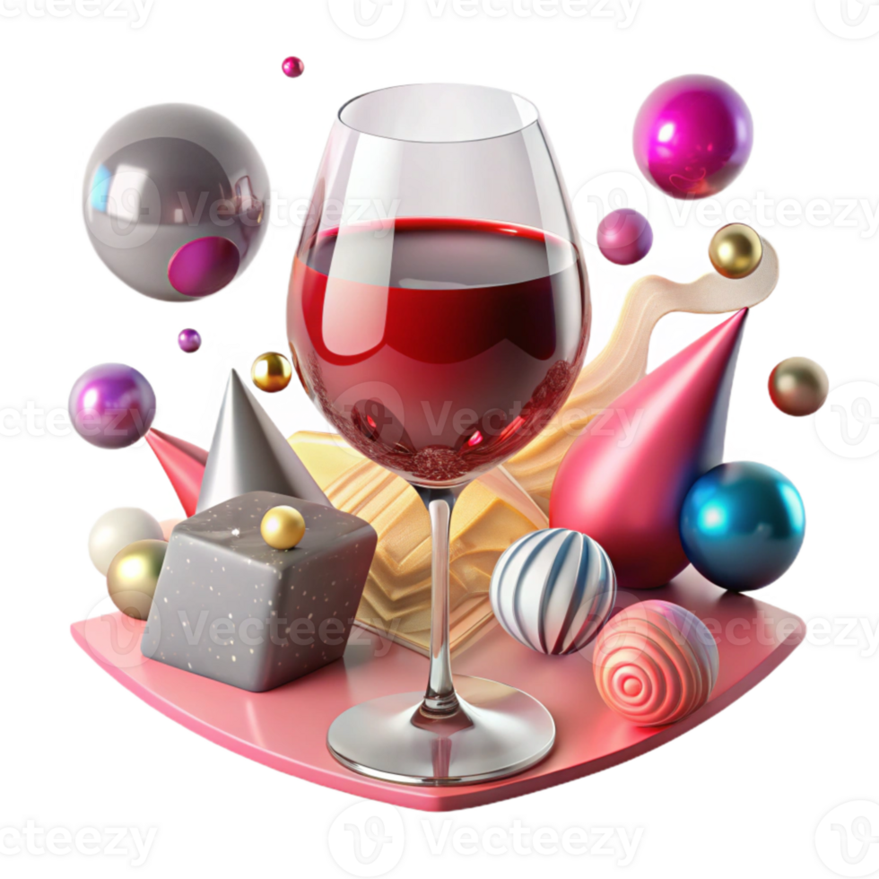 serene modern Wine Glass Isolated Filled with Red Wine for Dinner Party high quality png