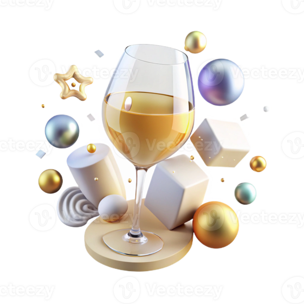 elegant minimalist Wine Glass White Wine Chardonnay Cutout for Wine Tasting authentic png