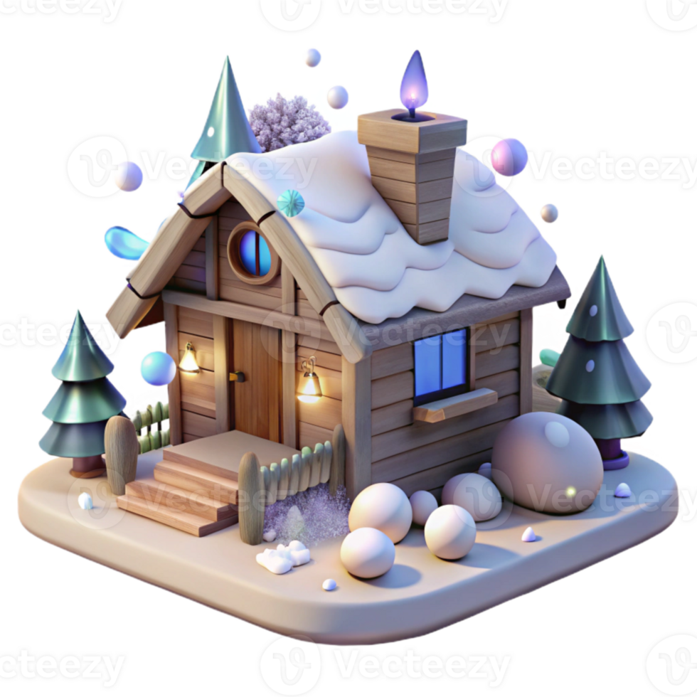 serene classic Winter Cabin Snowy Scene Isolated for Cozy Retreats genuine png