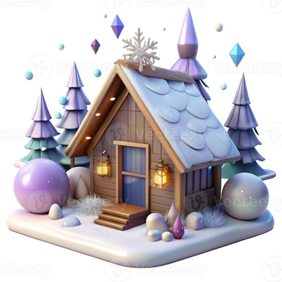 dramatic traditional Winter Cabin Snowy Scene Isolated for Cozy Retreats high quality png