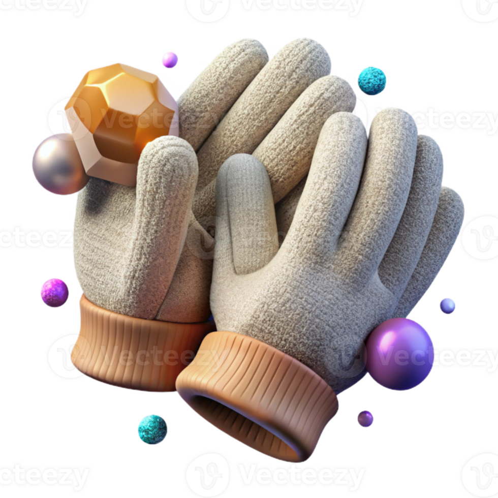 impressive minimalist Winter Gloves Knitted Warm Handwear Isolated professional png