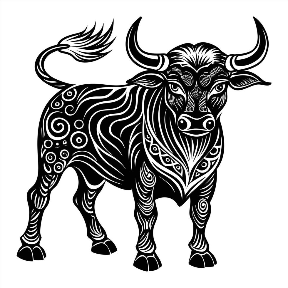 bull standing silhouette vector