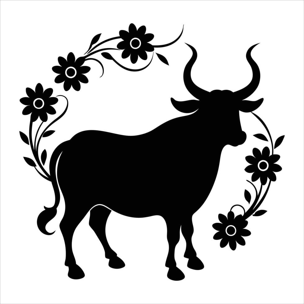 Taurus zodiac art with floral vector