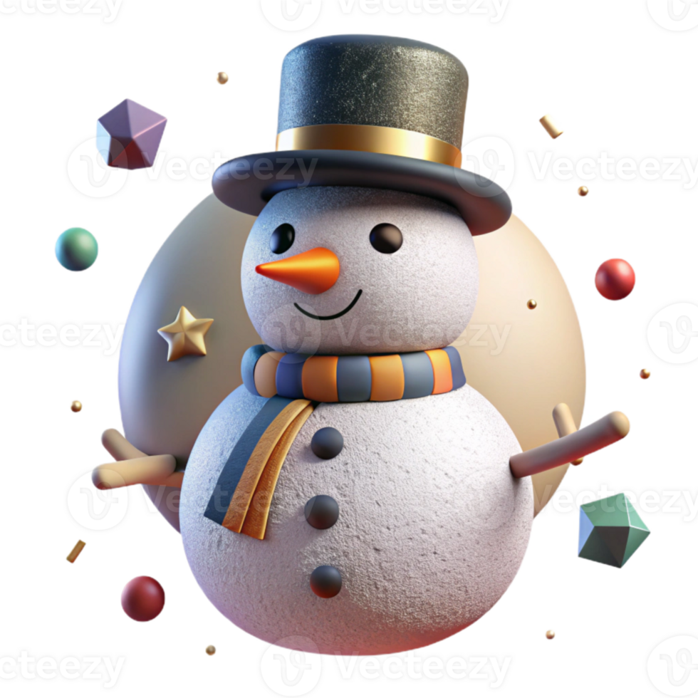 vibrant traditional Winter Snowman Carrot Nose Coal Eyes Cutout high quality png