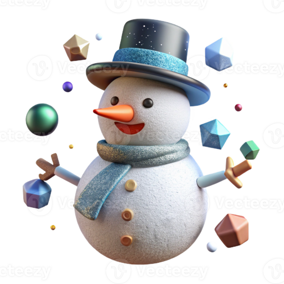 impressive artistic Winter Snowman Cutout for Christmas Cards png